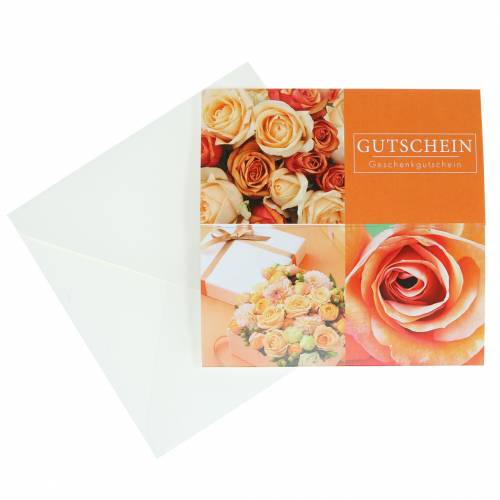 Floristik24 Kupono kortelė Rose Orange + vokas 1vnt