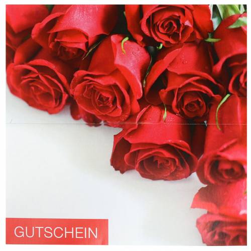 Floristik24 Kupono kortelė raudonos rožės + vokas 1vnt