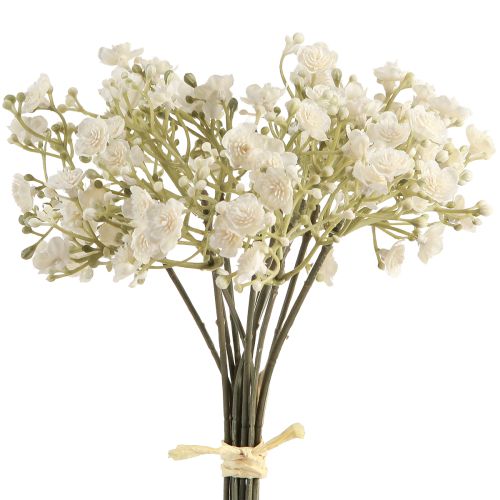 Dirbtiniai kūdikio kvėpavimo aparatai „Gypsophila“ baltoje puokštėje, 23 cm, 12 vnt.