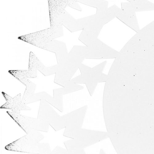 daiktų Kalėdinė lėkštė metalinė dekoratyvinė lėkštė su žvaigždutėmis balta Ø34cm
