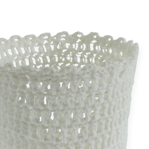 Floristik24 Nėrimo puodas su įdėklu baltas Ø11cm H9cm