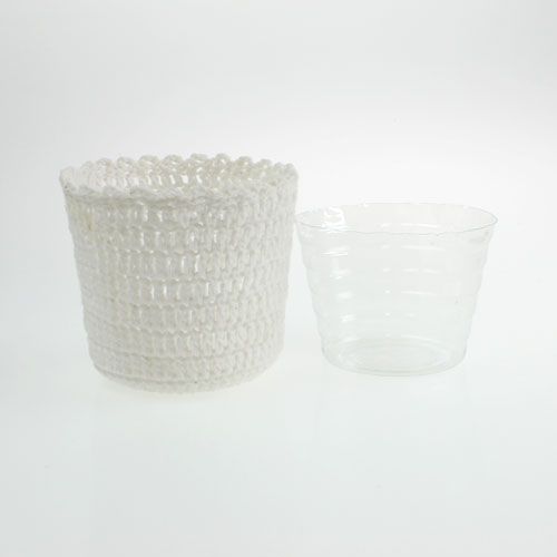 Floristik24 Nėrimo puodas su įdėklu baltas Ø11cm H9cm
