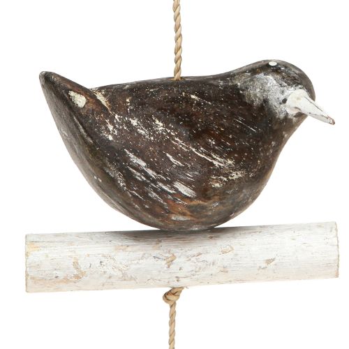 Pakabinama dekoracija vasarinė medinė paukščių puošmena ruda natūrali balta 118cm