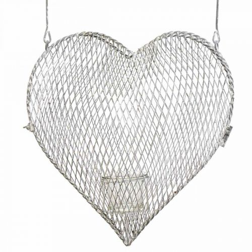Pakabinama dekoracinė vielinė širdelė, arbatinės žvakutės laikiklis pakabinimui 29×27,5cm