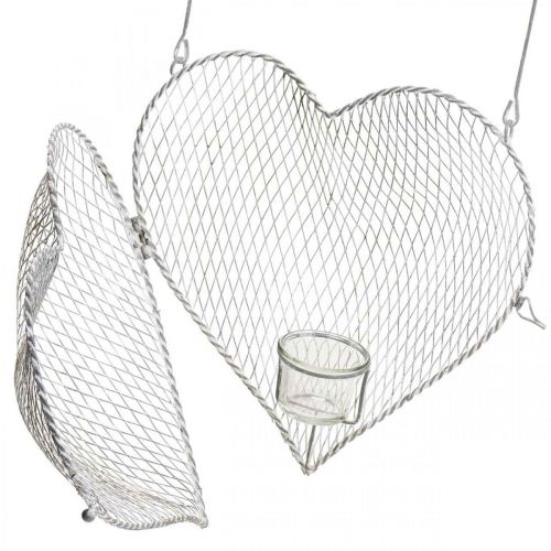 Floristik24 Pakabinama dekoracinė vielinė širdelė, arbatinės žvakutės laikiklis pakabinimui 29×27,5cm