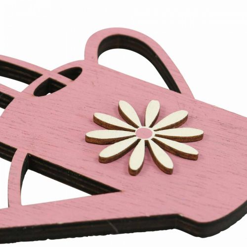 daiktų Pakabinamas dekoravimas medinis laistytuvas deco pink deco kabykla 14x12cm 6vnt