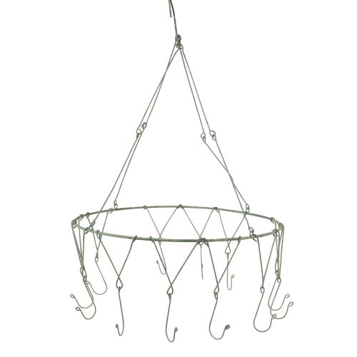 Floristik24 Kabantis dekoratyvus metalinis dekoratyvinis žiedas su 12 kabliukų pilkas Ø38cm H14cm