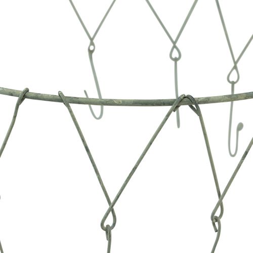 Floristik24 Kabantis dekoratyvus metalinis dekoratyvinis žiedas su 12 kabliukų pilkas Ø38cm H14cm