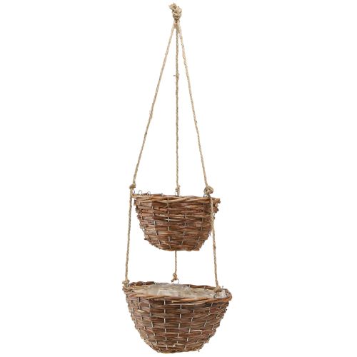 daiktų Pakabinamas krepšelis gėlių krepšelis 2 krepšeliai medinis natūralus Ø20cm/26cm
