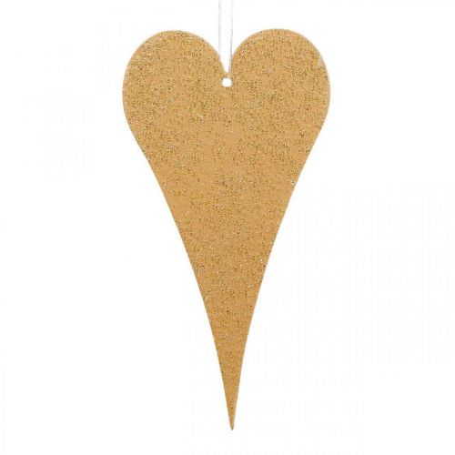 daiktų Pakabinamos dekoratyvinės langų metalinės širdelės, dekoratyvinės širdelės pakabinimui smėlio/geltonos/oranžinės H10cm 6vnt.