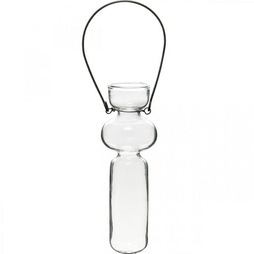 Mini stiklinės vazos kabinti stiklo apdailai su vieliniu kabykla H14cm 4vnt