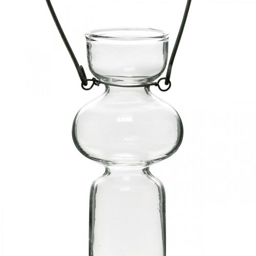 Floristik24 Mini stiklinės vazos kabinti stiklo apdailai su vieliniu kabykla H14cm 4vnt