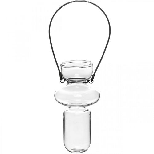 Floristik24 Mini stiklinės vazos pakabinamos vaza metalinis laikiklis stiklo apdaila H10,5cm 4vnt