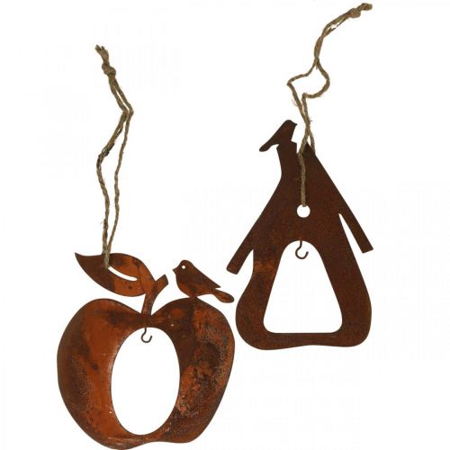 Deco kabykla metalinė obuolių kriaušių patina dekoracija 23/24cm 2vnt