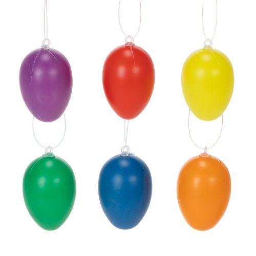 Velykinių kiaušinių papuošalai pavasarinei dekoracijai namams ar sodui. Spalvingi dekoratyviniai elementai, 6 cm, 24 vnt.