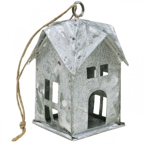 daiktų Kalėdinė priekaba metalinis namelis shabby chic baltas H9,5cm 3vnt