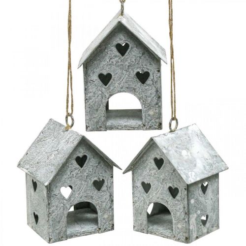 daiktų Kalėdinė priekaba metalinis namelis Shabby Chic H9,5cm 3vnt