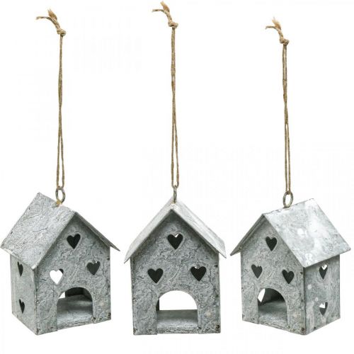 daiktų Kalėdinis pakabukas metalinis namelis Shabby Chic H9,5cm 3 vnt