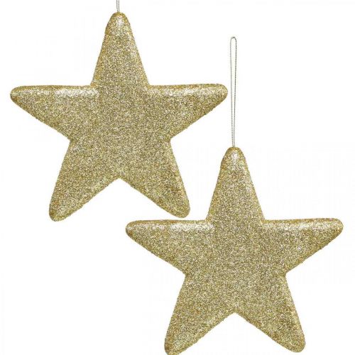 Floristik24 Kalėdinės dekoracijos žvaigždės pakabukas auksiniai blizgučiai 18,5cm 4vnt