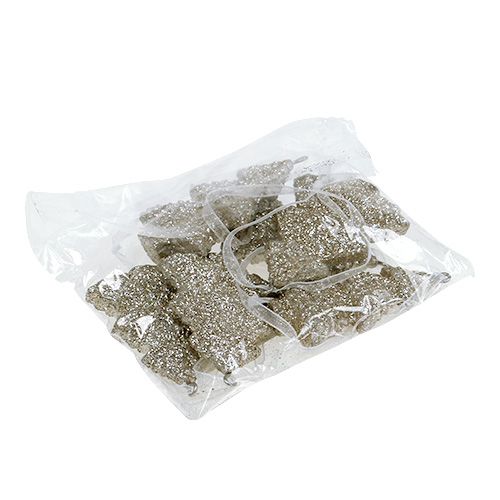 Floristik24 Kabykla eglė su žėručiu 6,5cm šampanas 6vnt