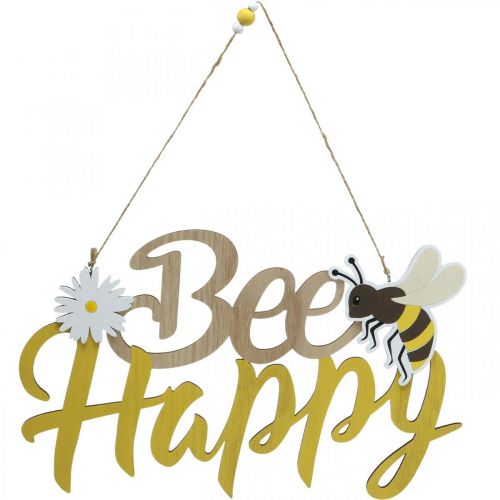 Dekoratyvinis ženklas bitė “Bee Happy” vasaros puošmena mediena 31×18cm 2vnt