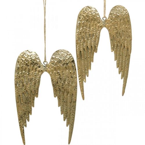 Floristik24 Angel Wing Deco pakabukas Kalėdinis Auksinis 14,5×9cm 4vnt