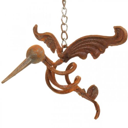 Floristik24 Kolibris sodo puošmena patina metalinis paukštis pakabinimui 24×19cm