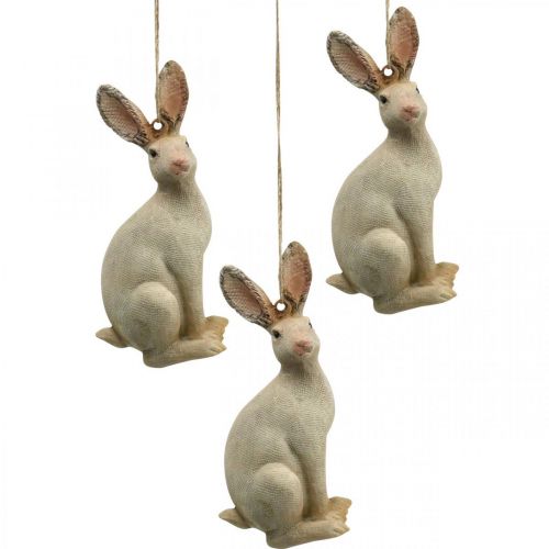 Velykų zuikio figūrėlė pakabinimui Velykų puošmena poliresin H9,5cm 4vnt