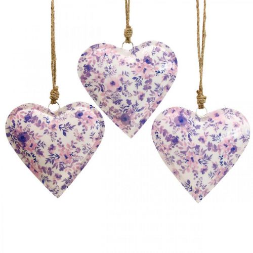 Deco pakabukas metalinės širdelės deko gėlės 16x16x2,5cm 3vnt