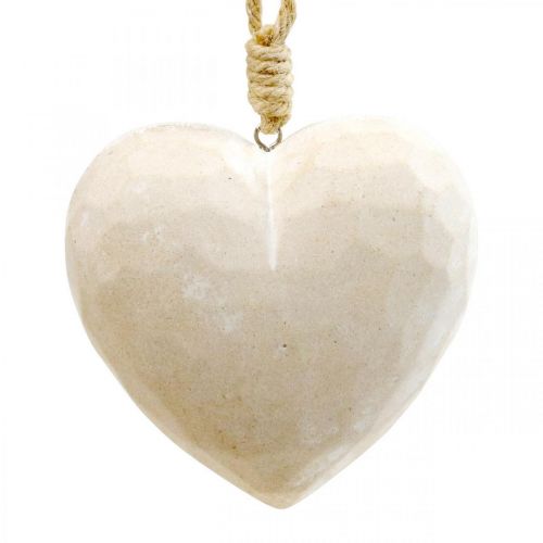 Medinė širdelės kabykla Deco širdelė pakabinti balta 12cm 3vnt