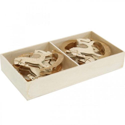 Floristik24 Deco Rocking Horse Christmas Metal Cream Brown 6vnt