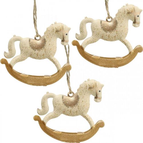 Floristik24 Deco Rocking Horse Christmas Metal Cream Brown 6vnt