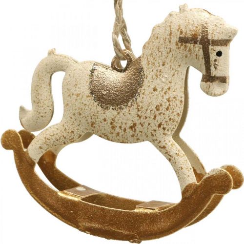 Floristik24 Deco Rocking Horse Christmas Metal Cream Brown 6vnt