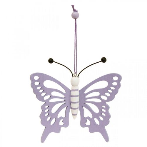 daiktų Dekoratyvinės pakabos drugeliai mediniai violetiniai/balti 12×11cm 4 vnt