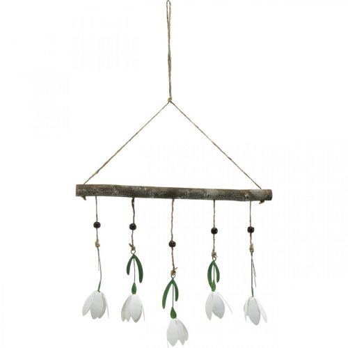 Floristik24 Dekoratyvinė šakelė su žiedais, pavasaris, putinukai pakabinimui, metaliniai žiedai L48cm P90cm