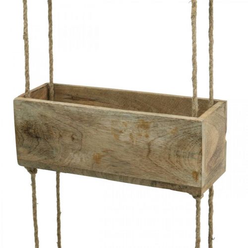 Dėžės augalams ant virvės, pakabinama lentyna sodinimui, medžio apdaila natūralios spalvos L98cm P30cm