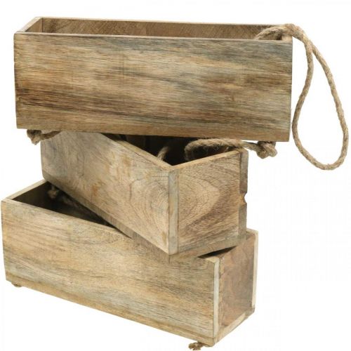 Floristik24 Dėžės augalams ant virvės, pakabinama lentyna sodinimui, medžio apdaila natūralios spalvos L98cm P30cm