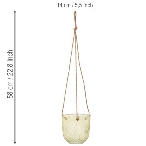 Pakabinamas stiklinis vazonas, dekoratyvinis stiklinis vazonas, retro stiliaus, žalias/rudas, 14,5 cm, 2 vnt. | Floristik24.lt