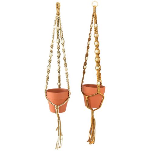 daiktų Macrame pakabinamas puodas kabantis puodas molis Ø12,5cm A75cm 2vnt