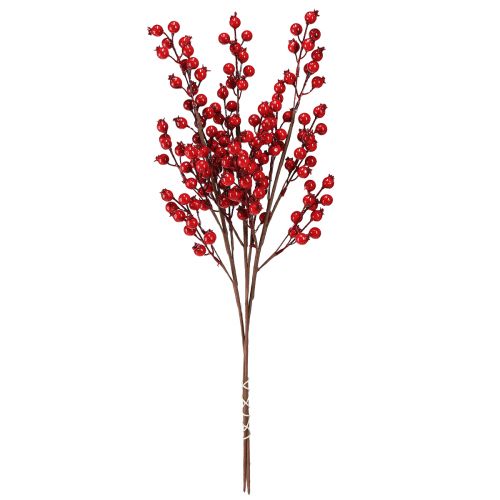 daiktų Erškėtuogių puošmena, dirbtinės dekoratyvinės šakos, raudonos, L62 cm, 3 vnt