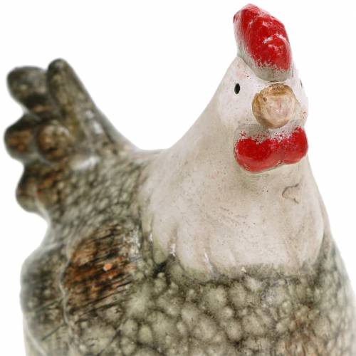 Floristik24 Deco figūrėlės višta ir gaidys pilka, balta, raudona 10,2cm x 7cm H12,7cm 2vnt.