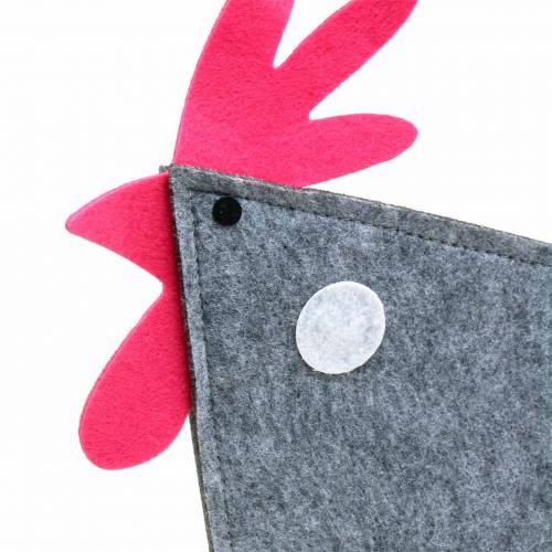 Floristik24 Dekoratyvinis gaidys iš veltinio su taškeliais pilka, balta, rožinė 30cm x 5cm H31.5cm Velykinė dekoracija, vitrinos