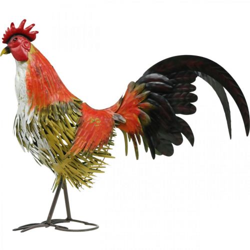 Floristik24 Dekoratyvinė gaidžio metalo spalvinga sodo puošmena figūrėlė metalinė dekoracija 58×13×50cm