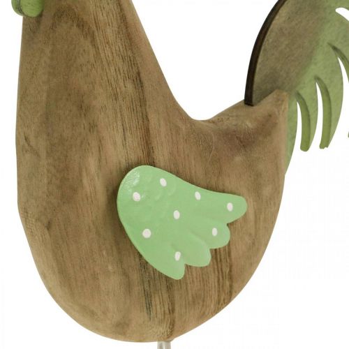 Dekoratyvinė gaidžio medžio figūrėlė, metalinė žalia stalo puošmena Velykinė H23cm | Floristik24.lt