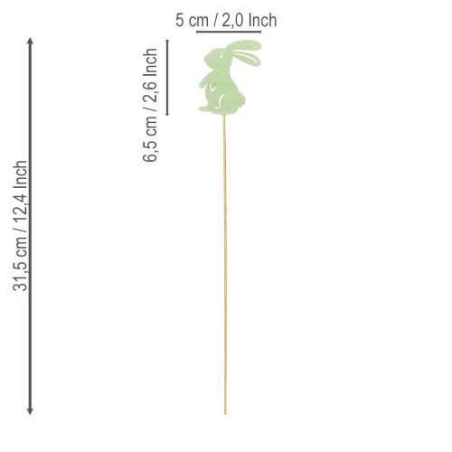 daiktų Dekoratyviniai triušiai ant pagaliuko kaip grafiniai akcentai stalams ir vazonams, 31,5 cm, 16 vnt.