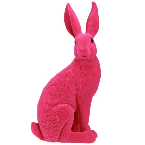 Floristik24 Kiškučio rožinis dekoratyvinis Velykų zuikio sėdėjimas būriuotas 16×13×35cm