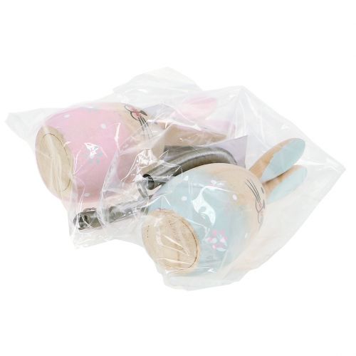 Floristik24 Zuikis su plunksna pakabinimui rožinis, mėlynas 9cm - 9,5cm