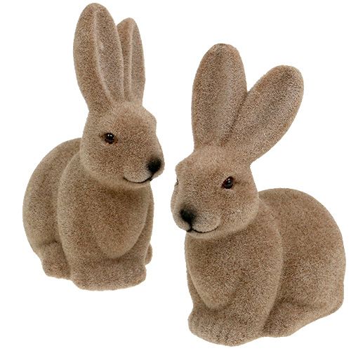 Floristik24 Bunny flocked rudas 15,5cm 4vnt