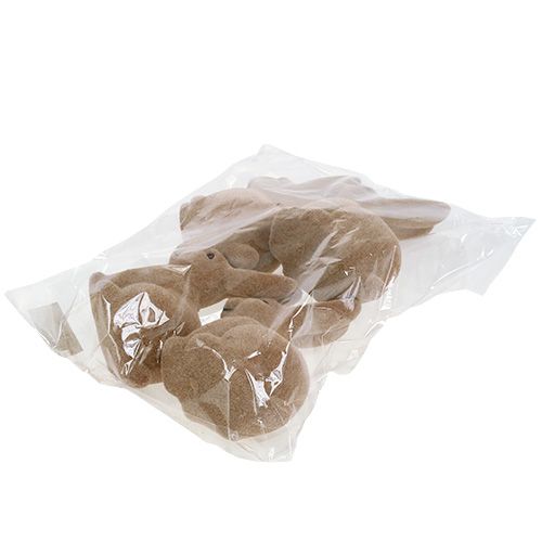 Floristik24 Bunny flocked rudas 15,5cm 4vnt