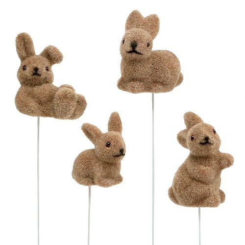 daiktų Zuikis flokuotas ant vielos rudas 4cm - 6cm 12 vnt
